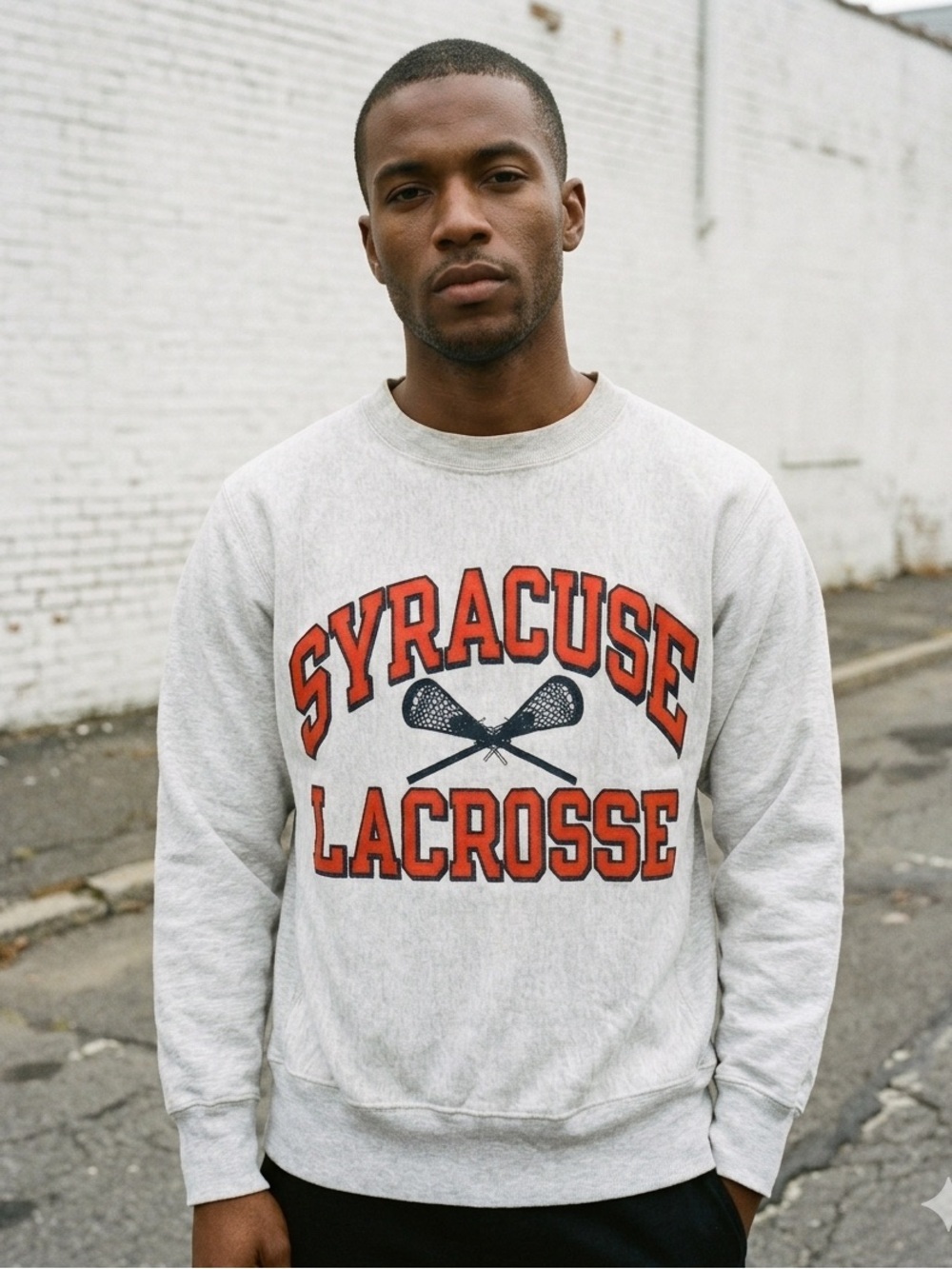 Vintage 90s Y2K Champion Reverse Weave Syracuse Lacrosse Sweatshirt Gray Size S
